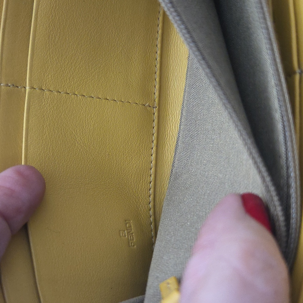 FENDI AUTH Mustard Leather Zip Wallet - Picture 8 of 9